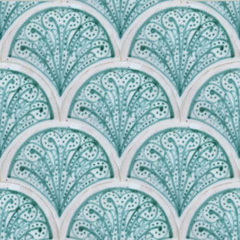 Mosaic House Moroccan tile Susie 1-12 Board White Light Green  hand painted handpainted fishscales 